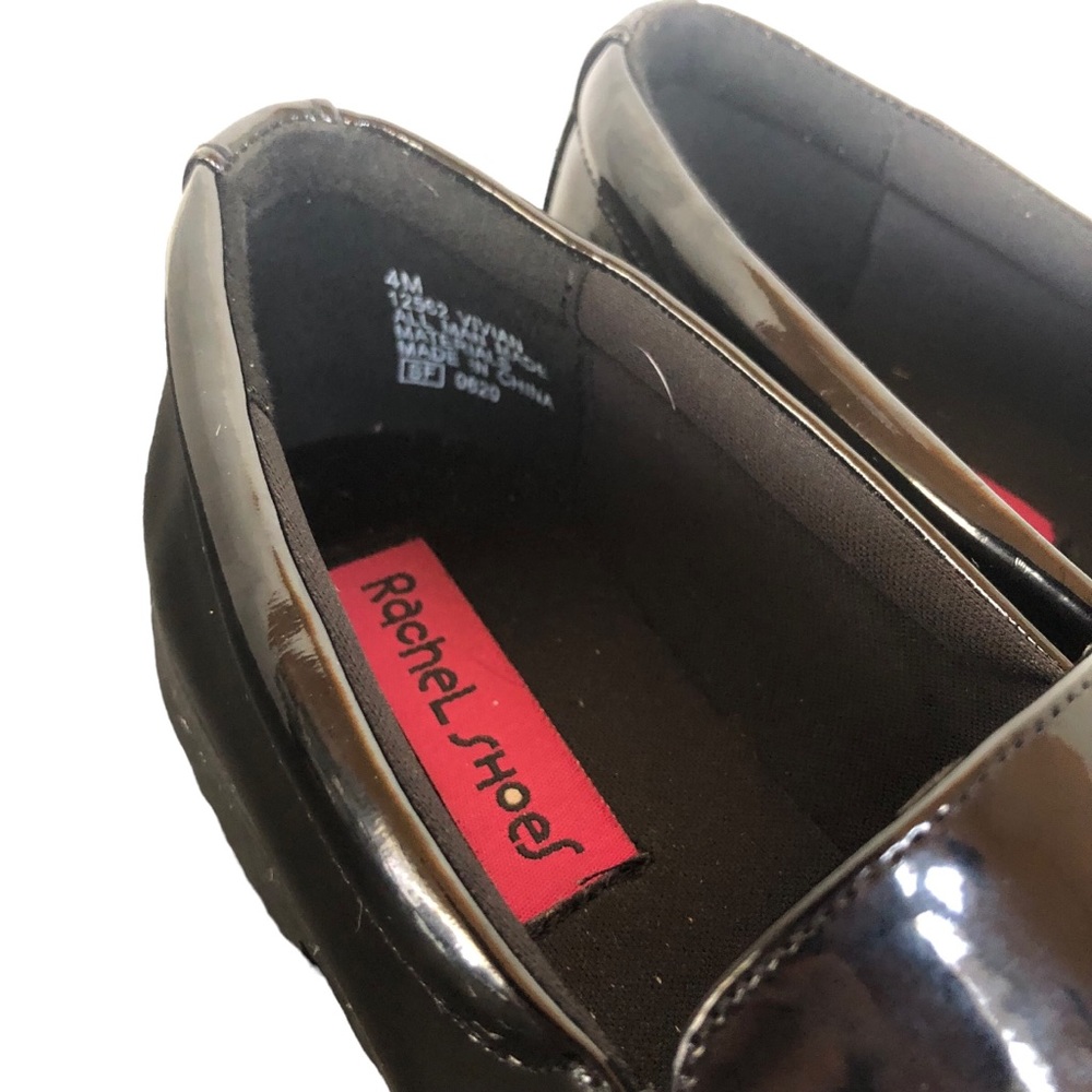 Rachel Shoes Black Patent Leather Rhinestone Heart Loafers size 4M - Picture 13 of 14
